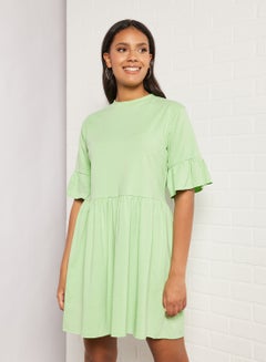 Buy Flared Sleeve Dress Green in UAE