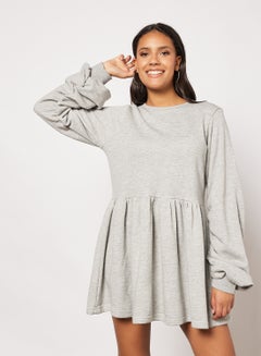 Buy Balloon Sleeve Sweater Dress Grey in Saudi Arabia