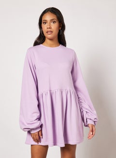 Buy Balloon Sleeve Sweater Dress Lavender in Saudi Arabia