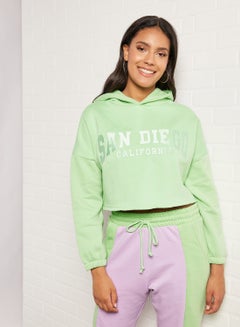 Buy Cropped Hoodie Green in UAE