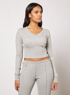 اشتري Corset-Style Crop Top Grey في السعودية