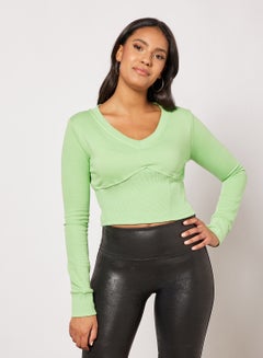 Buy Corset-Style Crop Top Green in Saudi Arabia