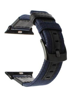 Buy Apple Watch Series 4 Band  Nylon And Natural Leather Strap With Metal Buckle Blue in Egypt