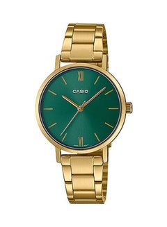 اشتري Women's Women Watch Analog Green Dial Stainless Steel Gold Ion Plated Band and Case LTP-VT02G-3AUDF في الامارات