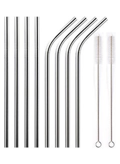 Buy 8 Pcs Stainless Steel Straws Silver 8.5inch in Egypt