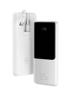 اشتري 10000.0 mAh Fast Charge Power Bank 22.5w with Built-in Type C & Lightning Cable White في السعودية