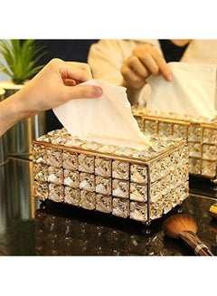 اشتري Decorative Crystal Tissue Box Rose Gold في مصر