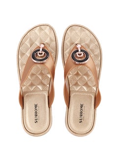 Buy Embellished Detail Flat Sandals Gold in Saudi Arabia