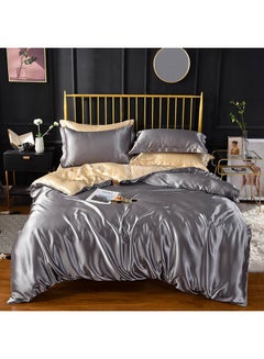 Buy 4-Piece Duvet Cover Set Polyester Grey 200x230cm in Saudi Arabia