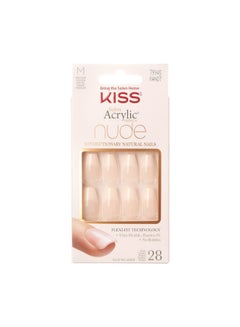 Buy 28-Piece Salon Acrylic False Nails Set French Nude in UAE