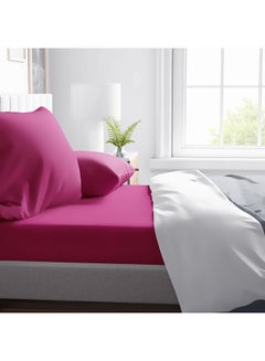 Buy Flat Sheet Set Solid-Double- Cotton Blend Rose 210x265cm in Egypt