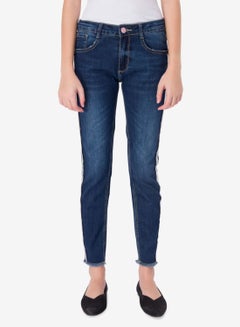 Buy Fashion Cotton Blend  Mid-Rise Jeans Denim Blue in UAE