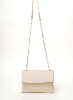 اشتري Trendy Striped Pattern Chain Strap Crossbody Bag Beige في السعودية