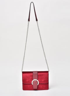 Buy Solid Pattern Chain Strap Crossbody Bag Red in Saudi Arabia
