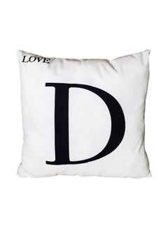 اشتري Letter D Printed Decorative Pillow White 32x32x13cm في السعودية