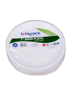 Buy 100-Piece Paper Plate Set White 10 x 7inch in UAE