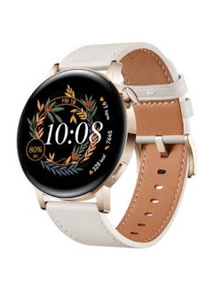 Buy Watch GT 3 42 mm Smartwatch All-Day SpO2/Heart Rate Monitoring Personal AI Running Coach 100+ Workout Modes Gold Stainless Steel case with White strap in UAE