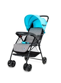 Buy Lightweight Baby Stroller Compact And Easy One - Hand Fold With Adjustable Leg Rest And Top Tray Ideal For Newborn Baby To 3 Years Light Blue / grey in Saudi Arabia