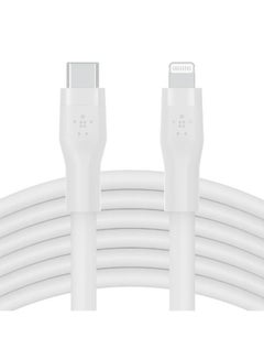 Buy BoostCharge Flex Silicone USB Type C to Lightning Cable (3M/10ft), MFi Certified 20W Fast Charging PD Power Delivery for iPhone 14/14 Plus, 13, 12, Pro, Max, Mini, SE, iPad and More White in UAE