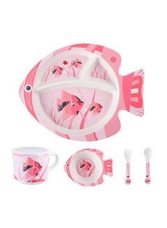 Buy 5 Piece Cartoon Dinnerware Set, Colorful Design, and Ergonomic Shape for Kids in UAE