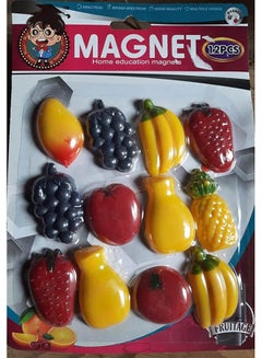 Buy 12 Pieces Fruit Decor Refrigerator Magnet, Note Paper Holder Multicolor 24.8 x 17.3 x 1.2cm in Egypt