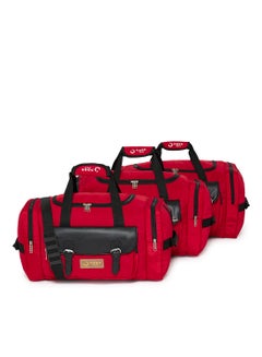 Buy 3-Piece Lightweight Waterproof Polyester Multipurpose Luggage Duffle Bag/Gym Bag Set 20/22/24 Inch Red in Saudi Arabia