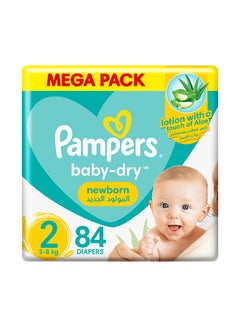 Buy Baby-Dry Newborn Taped Diapers with Aloe Vera Lotion, Leakage Protection, Size 2, 3-8kg, Jumbo Pack, 84 Count in UAE
