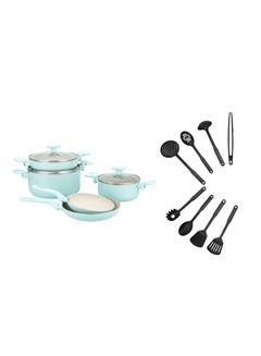 Buy 16-Piece Aluminum Cookware Set Blue 28cm in Saudi Arabia