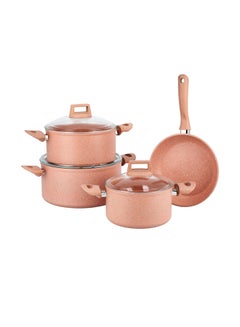 7 Piece Golden Pink Granite Cookware Set