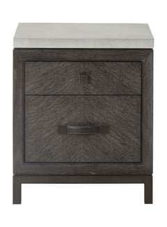 Buy Graham Luxurious Collection Solid Oak 2 Drawer For The Bedroom Or Living Room Nightstand | Side Table - Brown/Grey 50x60x48cm in Saudi Arabia