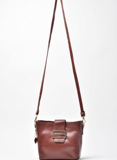 Buy Solid Pattern Crossbody Bag Brown in Saudi Arabia