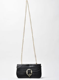 Buy Solid Pattern Chain Strap Crossbody Bag Black in Saudi Arabia