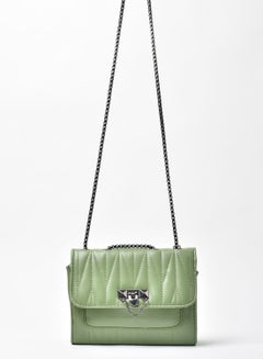 Buy Quilted Pattern Chain Strap Crossbody Bag Green in Saudi Arabia
