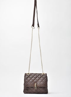 اشتري Quilted Pattern Half-Chain Strap Crossbody Bag بني في السعودية