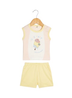 Buy Infants Sleeveless T-Shirt & Shorts Set Lemon in UAE