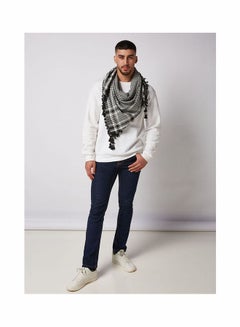 Buy Plaid Arabic Shemagh Scarf And Shawl White-Black in UAE