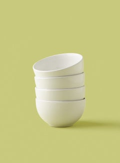 Buy 4-Piece Stoneware Bowls Set - White 5.5inch in UAE