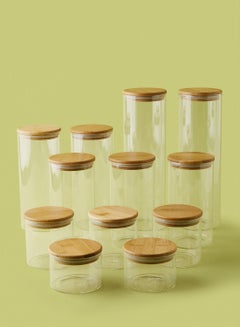 Buy 12 Piece Glass Food Storage Container Set - Airtight Bamboo Lids - Food Storage Box - Storage Boxes - Kitchen Cabinet Organizers - Glass Food Container - Clear Clear 12-Piece in Saudi Arabia