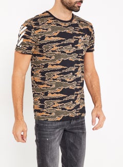 Buy Camo Crew Neck T-Shirt Black Multi in Saudi Arabia