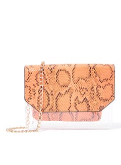 اشتري 2-in-1 Snakeskin Pouch and Crossbody Bag Orange/Clear في السعودية