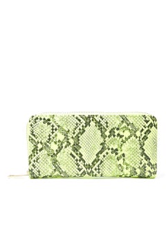 Buy Snakeskin Print Zip-Around Wallet Green in Saudi Arabia