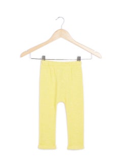 Buy Baby Girls Melange Knit Pants Yellow in UAE