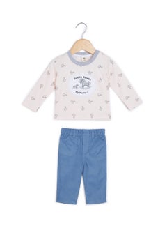 Buy All-Over Print Top and Pants Set Blue in Saudi Arabia