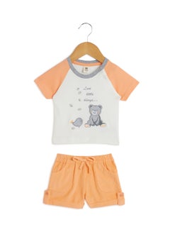 Buy Infants T-Shirt and Shorts Set Peach in UAE