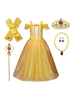 Buy 6-Piece Belle Princess Girls Dressing Costume Set With Accessories, 7 - 9 Years in Saudi Arabia
