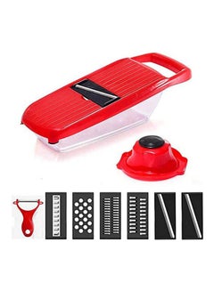 Buy Multifunction Vegetable Cutter Slicer Dicer Kitchen Potato Chipper Peeler 6 in 1 Chopper Blade Set Red in UAE