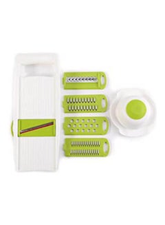 Buy Multi-functional Fruit Vegetable Grater Carrot Potato Cutter Slicer Kitchen Tool with 5 Blades Green in Saudi Arabia