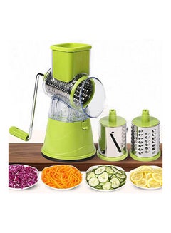 اشتري Multi-Function Chopper Hand-Cranked Rotary Grater Kitchen Three-in-one Drum Cutter Green في السعودية