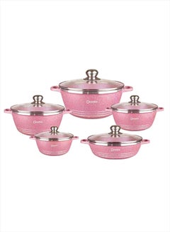 Buy 10-Piece Cookware Set Pink/Silver 20x24x26cm in UAE