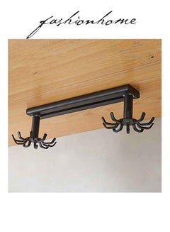 Buy Aluminum Wall Mounted Kitchen Storage Dual Rotating Hook Black in UAE